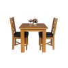 Country Oak 80cm Oak Table and 2 Grasmere Brown Leather Chair Set - SUMMER SALE - 3