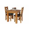 Country Oak 80cm Oak Table and 2 Grasmere Brown Leather Chair Set - SUMMER SALE - 4