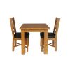 Country Oak 80cm Oak Table and 2 Grasmere Brown Leather Chair Set - SUMMER SALE - 5