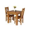 Country Oak 80cm Oak Table and 2 Grasmere Oak Seat Chair Set - SUMMER SALE - 4
