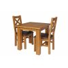 Country Oak 80cm Oak Table and 2 Windermere Brown Leather Chair Set - SUMMER SALE - 2