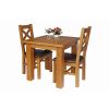 Country Oak 80cm Oak Table and 2 Windermere Brown Leather Chair Set - SUMMER SALE - 4