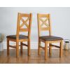 Country Oak 180cm Extending Oak Table and 6 Windermere Brown Leather Seat Chair Set - 9