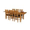 Country Oak 230cm Extending Oak Table and 6 Grasmere Brown Leather Seat Chair Set - SUMMER SALE - 2