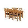 Country Oak 230cm Extending Oak Table and 6 Grasmere Brown Leather Seat Chair Set - SUMMER SALE - 3