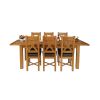 Country Oak 230cm Extending Oak Table and 6 Grasmere Brown Leather Seat Chair Set - SUMMER SALE - 4