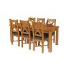 Country Oak 230cm Extending Oak Table and 6 Grasmere Brown Leather Seat Chair Set - SUMMER SALE - 6