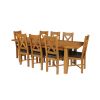 Country Oak 230cm Extending Oak Table and 8 Grasmere Brown Leather Seat Chair Set - SUMMER SALE - 2