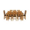 Country Oak 230cm Extending Oak Table and 8 Grasmere Brown Leather Seat Chair Set - SUMMER SALE - 3