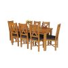 Country Oak 230cm Extending Oak Table and 8 Grasmere Brown Leather Seat Chair Set - SUMMER SALE - 4