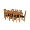 Country Oak 230cm Extending Oak Table and 8 Grasmere Brown Leather Seat Chair Set - SUMMER SALE - 5