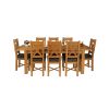 Country Oak 230cm Extending Oak Table and 8 Grasmere Brown Leather Seat Chair Set - SUMMER SALE - 6