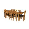 Country Oak 230cm Extending Oak Table and 8 Grasmere Brown Leather Seat Chair Set - SUMMER SALE - 7