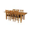 Country Oak 230cm Extending Oak Table and 8 Grasmere Brown Leather Seat Chair Set - SUMMER SALE - 8