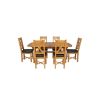 Country Oak 230cm Cross Leg Oval Table and 6 Grasmere Brown Leather Chairs - 4
