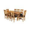 Country Oak 230cm Cross Leg Oval Table and 8 Grasmere Brown Leather Chairs - 6