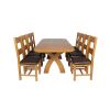 Country Oak 230cm Cross Leg Oval Table and 8 Chester Brown Leather Chairs - 6 Country Oak 230cm Cross Leg Oval Table and 8 Chester Brown Leather Chairs - 6