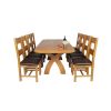 Country Oak 230cm Cross Leg Oval Table and 8 Chester Brown Leather Chairs - 3 Country Oak 230cm Cross Leg Oval Table and 8 Chester Brown Leather Chairs - 3