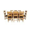Country Oak 230cm Cross Leg Oval Table and 8 Chester Brown Leather Chairs - 4 Country Oak 230cm Cross Leg Oval Table and 8 Chester Brown Leather Chairs - 4