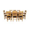 Country Oak 230cm Cross Leg Oval Table and 8 Chester Brown Leather Chairs - 5 Country Oak 230cm Cross Leg Oval Table and 8 Chester Brown Leather Chairs - 5