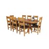 Country Oak 230cm Cross Leg Oval Table and 8 Chester Brown Leather Chairs - 2 Country Oak 230cm Cross Leg Oval Table and 8 Chester Brown Leather Chairs - 2
