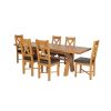 Country Oak 230cm Cross Leg Table and 6 Grasmere Brown Leather Chairs - SUMMER SALE - 3