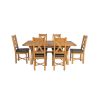Country Oak 230cm Cross Leg Table and 6 Grasmere Brown Leather Chairs - SUMMER SALE - 9