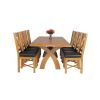 Country Oak 230cm Cross Leg Table and 8 Grasmere Brown Leather Chairs Set - SUMMER SALE - 3