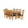Country Oak 230cm Cross Leg Table and 8 Grasmere Brown Leather Chairs Set - SUMMER SALE - 4