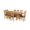 Country Oak 230cm Cross Leg Table and 8 Grasmere Brown Leather Chairs Set - SUMMER SALE - 5