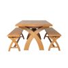 Country Oak 230cm Cross Leg Table and 2 160cm Cross Leg Bench Set - SUMMER SALE - 5