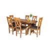 Country Oak 180cm Extending Cross Leg Oval Table and 6 Grasmere Brown Leather Chairs - SUMMER SALE - 2