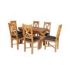 Country Oak 180cm Extending Cross Leg Oval Table and 6 Grasmere Brown Leather Chairs - SUMMER SALE - 3