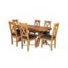 Country Oak 180cm Extending Cross Leg Oval Table and 6 Grasmere Brown Leather Chairs - SUMMER SALE - 4