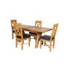 Country Oak 180cm Extending Cross Leg Table and 4 Grasmere Brown Leather Chairs - SUMMER SALE - 2