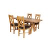 Country Oak 180cm Extending Cross Leg Table and 4 Grasmere Brown Leather Chairs - SUMMER SALE - 4