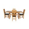 Country Oak 180cm Extending Cross Leg Table and 4 Grasmere Brown Leather Chairs - SUMMER SALE - 5