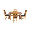 Country Oak 180cm Extending Cross Leg Table and 4 Grasmere Brown Leather Chairs - SUMMER SALE - 6