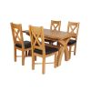 Country Oak 180cm Extending Cross Leg Table and 4 Grasmere Brown Leather Chairs - SUMMER SALE - 7