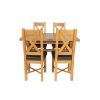 Country Oak 180cm Extending Cross Leg Table and 4 Grasmere Brown Leather Chairs - SUMMER SALE - 9