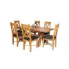 Country Oak 180cm Extending X Leg Table and 6 Grasmere Brown Leather Chairs Set - SUMMER SALE - 2