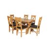 Country Oak 180cm Extending X Leg Table and 6 Grasmere Brown Leather Chairs Set - SUMMER SALE - 3