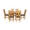 Country Oak 180cm Extending X Leg Table and 6 Grasmere Brown Leather Chairs Set - SUMMER SALE - 5