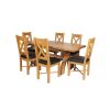 Country Oak 180cm Extending X Leg Table and 6 Grasmere Brown Leather Chairs Set - SUMMER SALE - 6