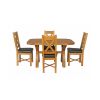 Country Oak 140cm Cross Leg Rounded Corner Table and 4 Grasmere Brown Leather Chairs - SUMMER SALE - 2