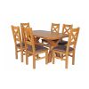 Country Oak 140cm Cross Leg Fixed Oval Table and 6 Windermere Brown Leather Chairs - SUMMER SALE - 2