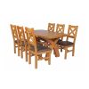 Country Oak 140cm Cross Leg Fixed Oval Table and 6 Windermere Brown Leather Chairs - SUMMER SALE - 3