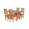 Country Oak 140cm Cross Leg Fixed Oval Table and 4 Windermere Timber Seat Chairs - 2 Country Oak 140cm Cross Leg Fixed Oval Table and 4 Windermere Timber Seat Chairs - 2