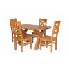 Country Oak 140cm Cross Leg Fixed Oval Table and 4 Windermere Timber Seat Chairs - 3 Country Oak 140cm Cross Leg Fixed Oval Table and 4 Windermere Timber Seat Chairs - 3