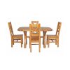 Country Oak 140cm Cross Leg Fixed Oval Table and 4 Windermere Timber Seat Chairs - 4 Country Oak 140cm Cross Leg Fixed Oval Table and 4 Windermere Timber Seat Chairs - 4